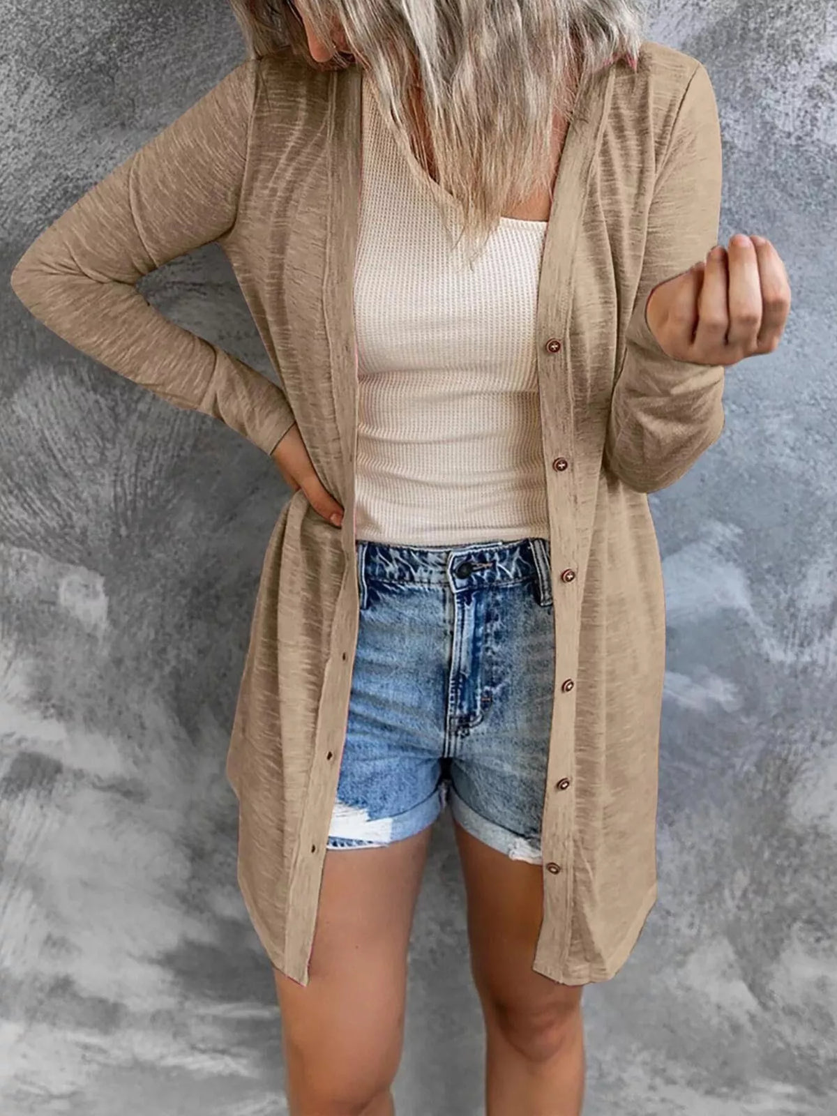 Full Size Lightweight Button-Up Cardigan Plus Size - Lilixa.store