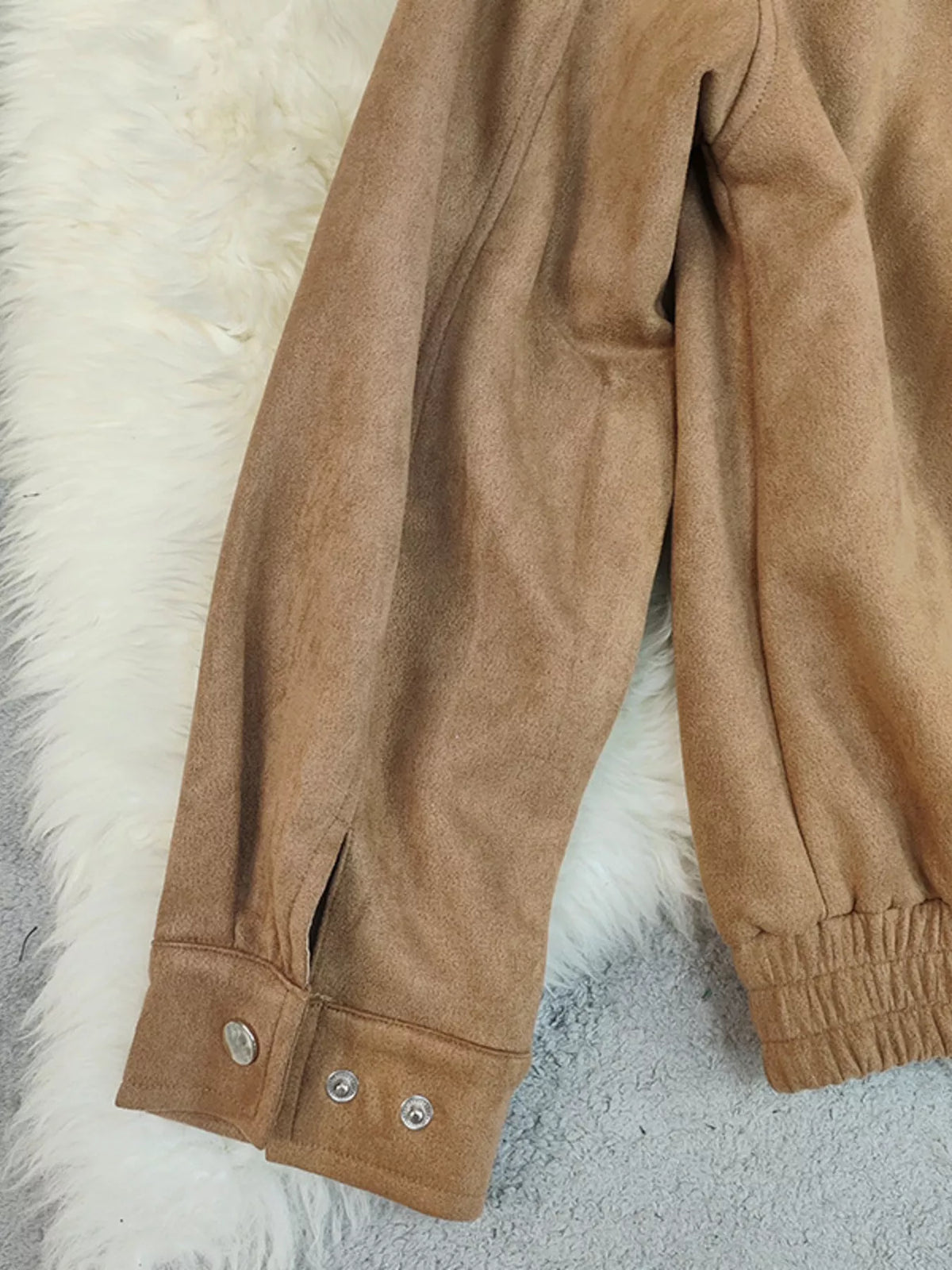 Zip Up Oversized Jacket in Taupe, view 9
