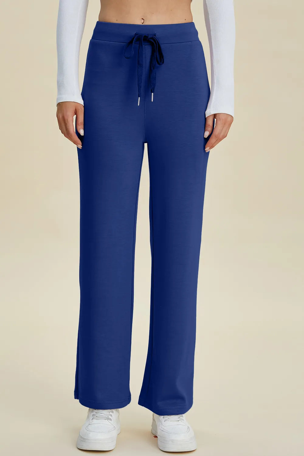 Basic Bae Full Size Air Scuba Drawstring Wide Leg Pants in Blue