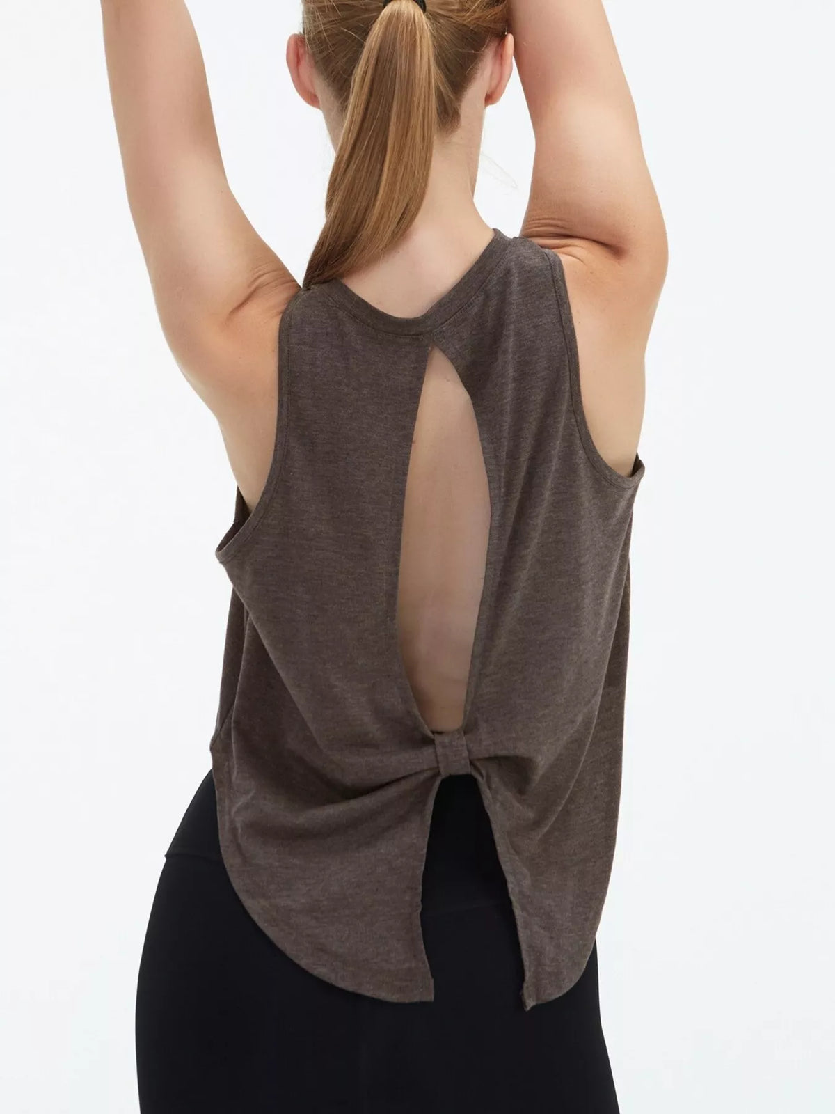 Cutout Back Round Neck Active Tank - Lilixa.store