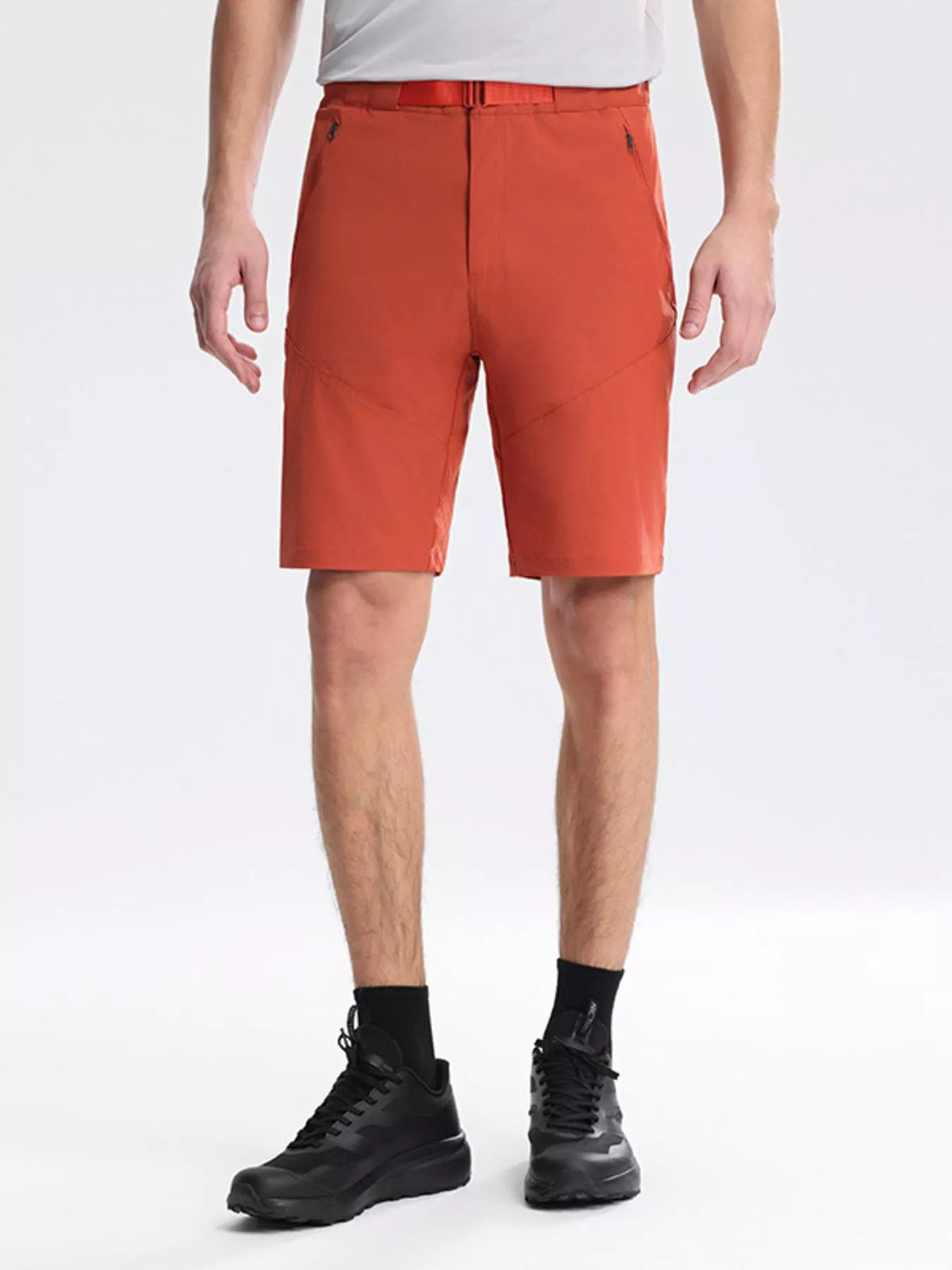 Men's Plus Size Pocketed Lightweight Shorts in Orange Red