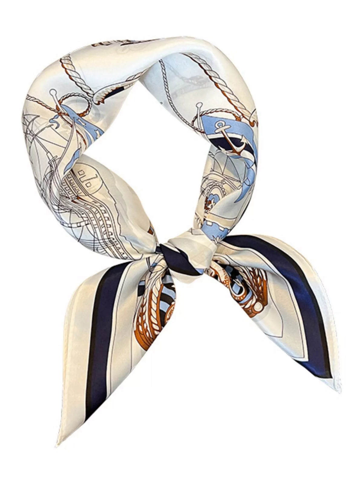 Nautical Print Silk Square Scarf - Lilixa.store
