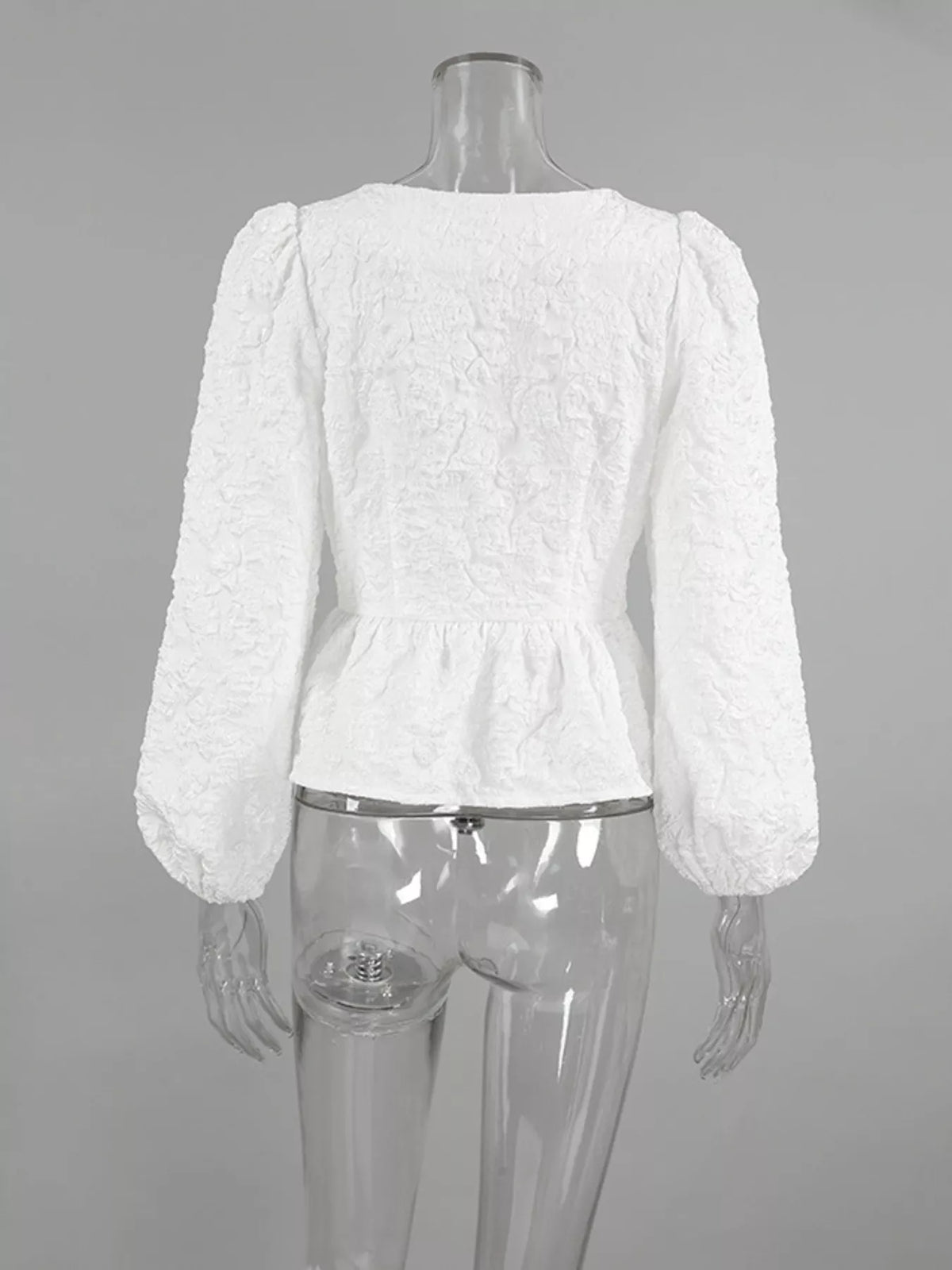 Square Neck Textured Peplum Blouse, view 6