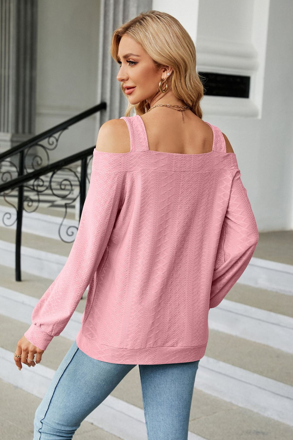 Cold Shoulder Square Neck Cutout Blouse, view 16