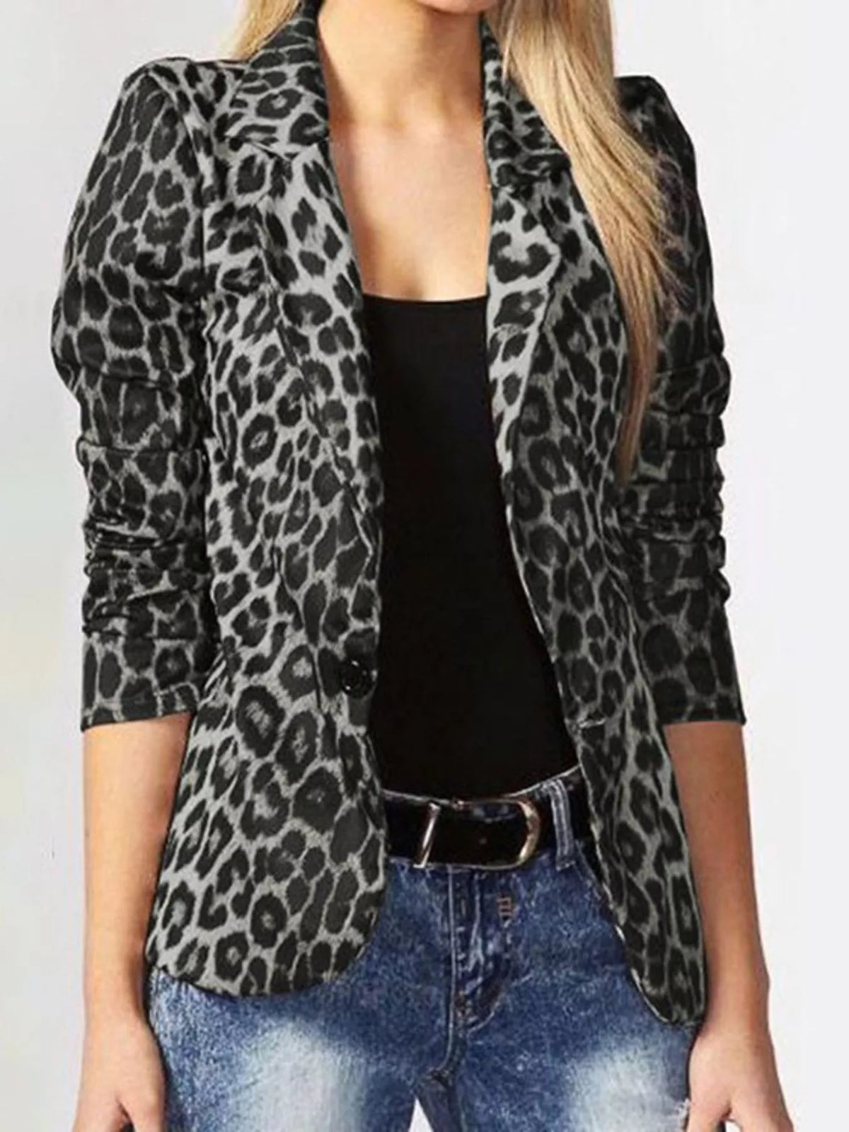 Leopard Print One Button Blazer - Lilixa.store