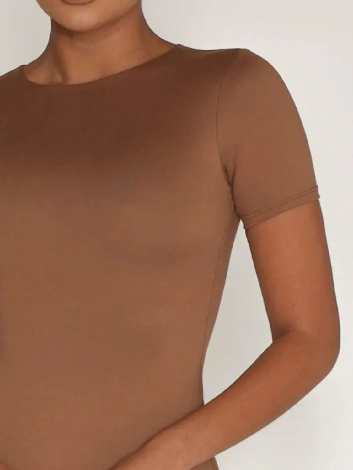 Round Neck Short Sleeve Swim Top - Lilixa.store