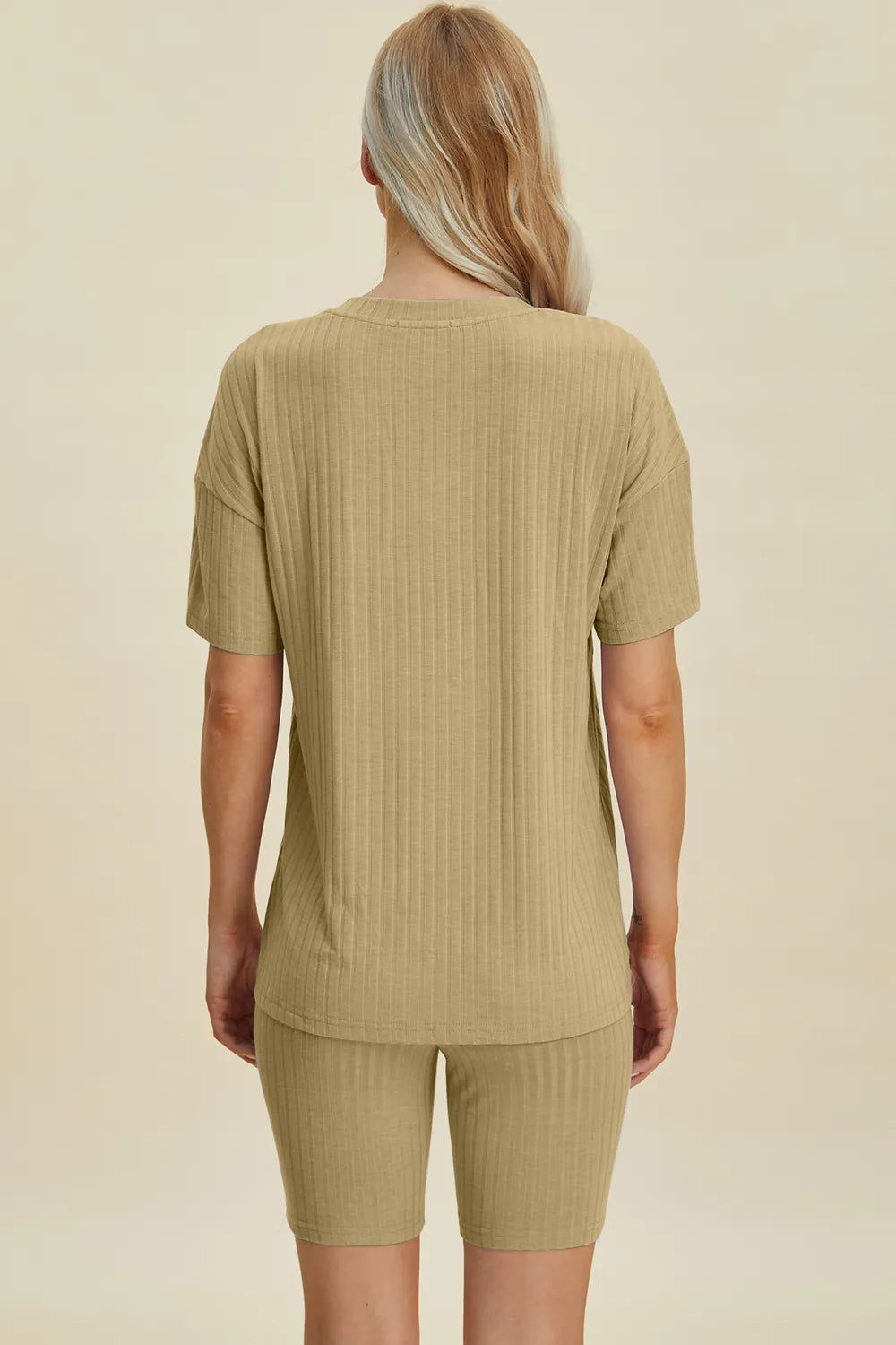 Basic Bae Full Size Ribbed V-Neck Short Sleeve Top and Shorts Set - Lilixa.store