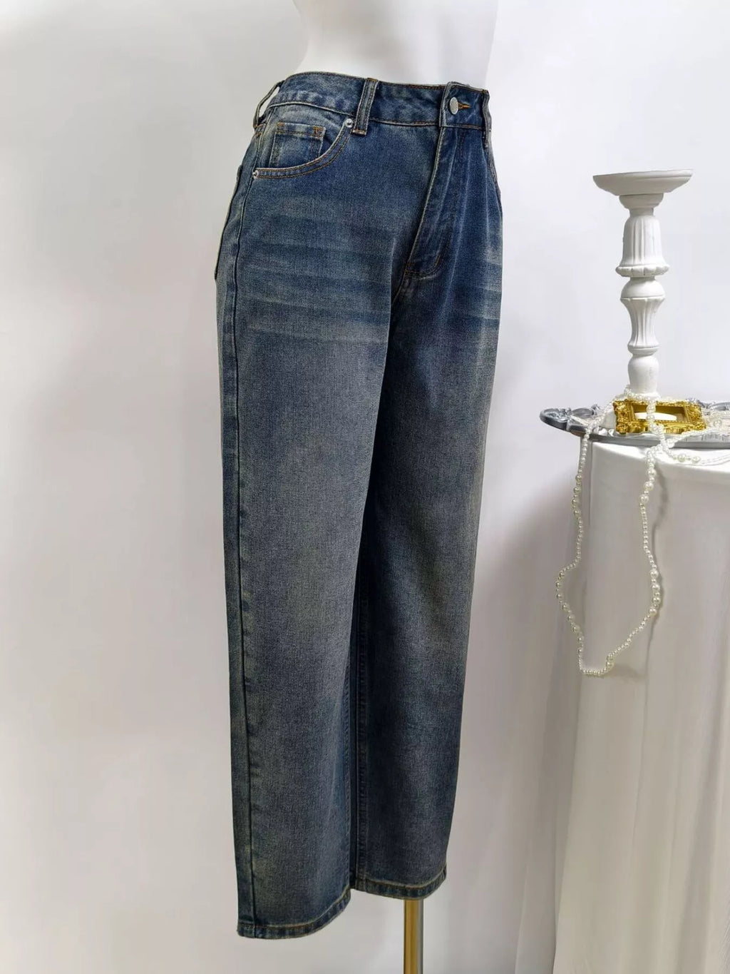 High-Waisted Straight Leg Jeans - Lilixa.store