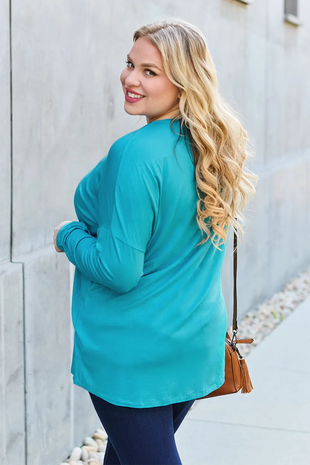 Basic Bae Full Size Round Neck Dropped Shoulder T-Shirt - Lilixa.store