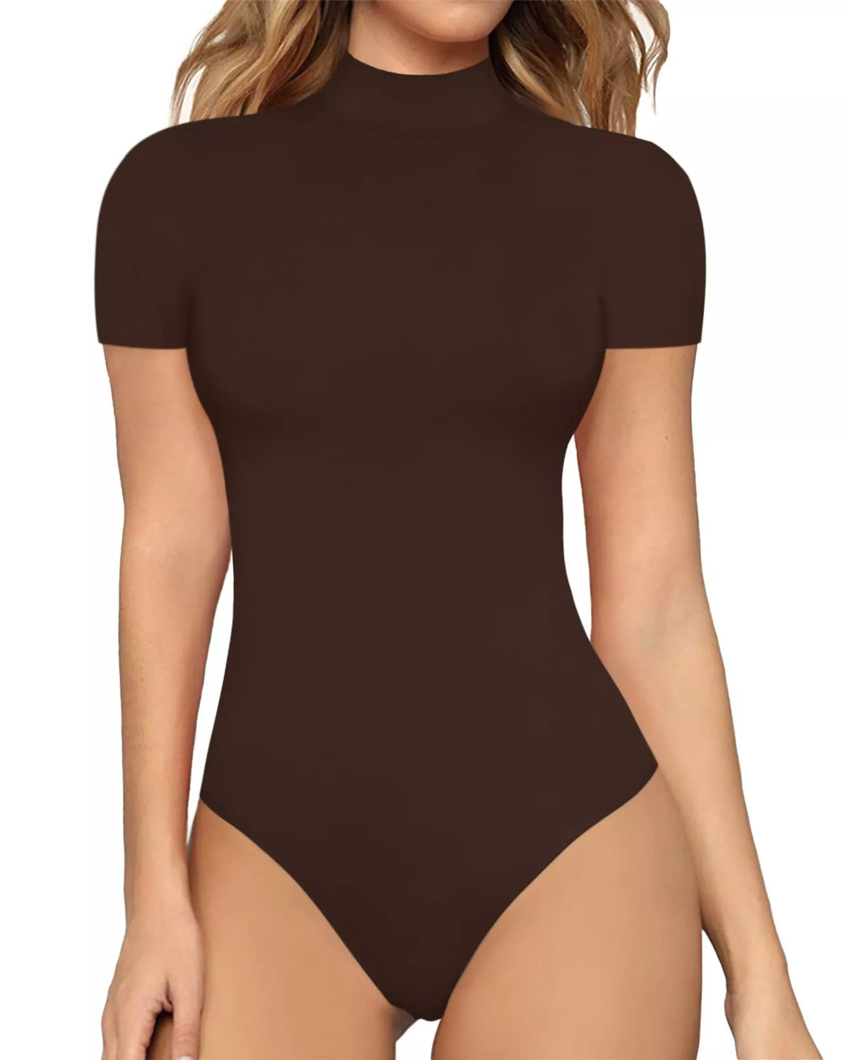 Mock Neck Short Sleeve Bodysuit - Lilixa.store