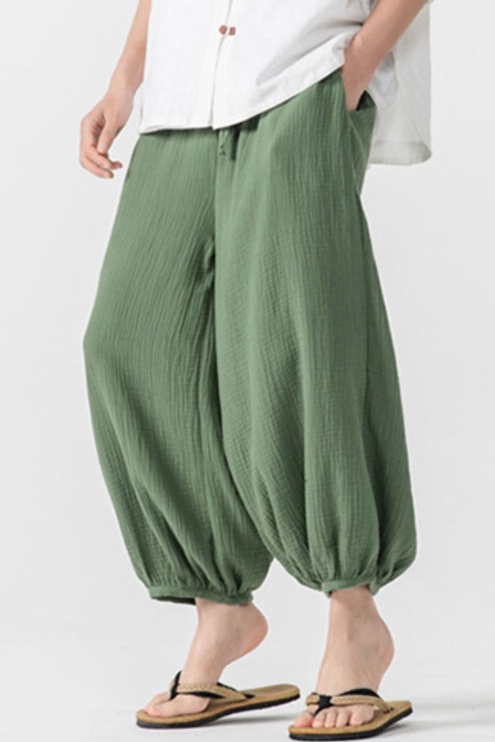 Men's Plus Size Loose Fit Harem Pants in Green