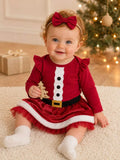 Children's Christmas Long Sleeve Bodysuit and Skirt Set with Bow Headband - Lilixa.store