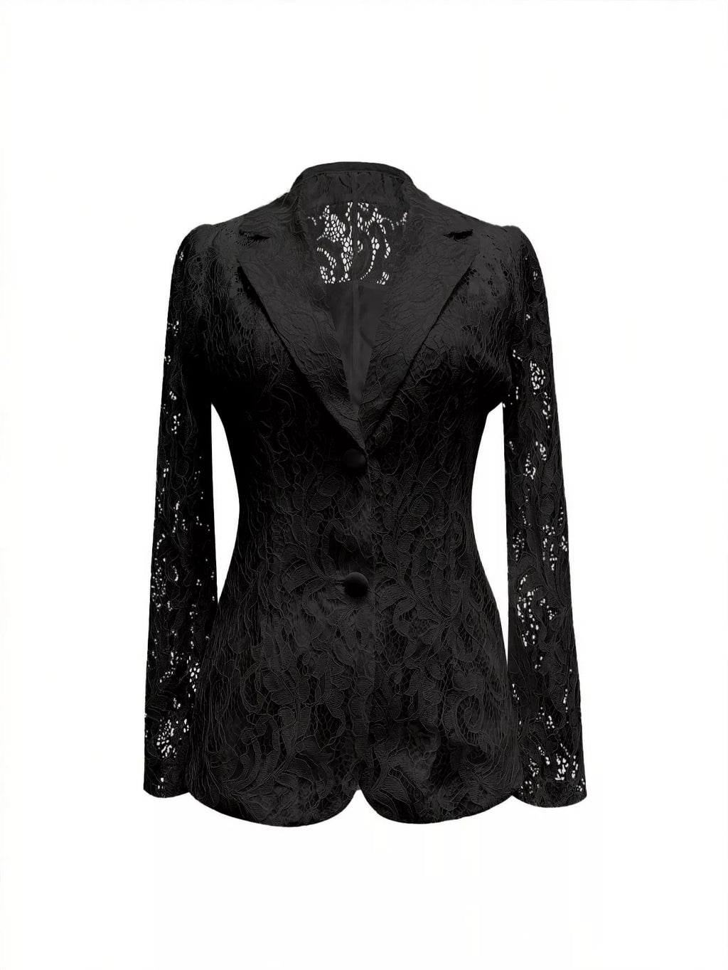 Lace Button Up Fitted Blazer - Lilixa.store