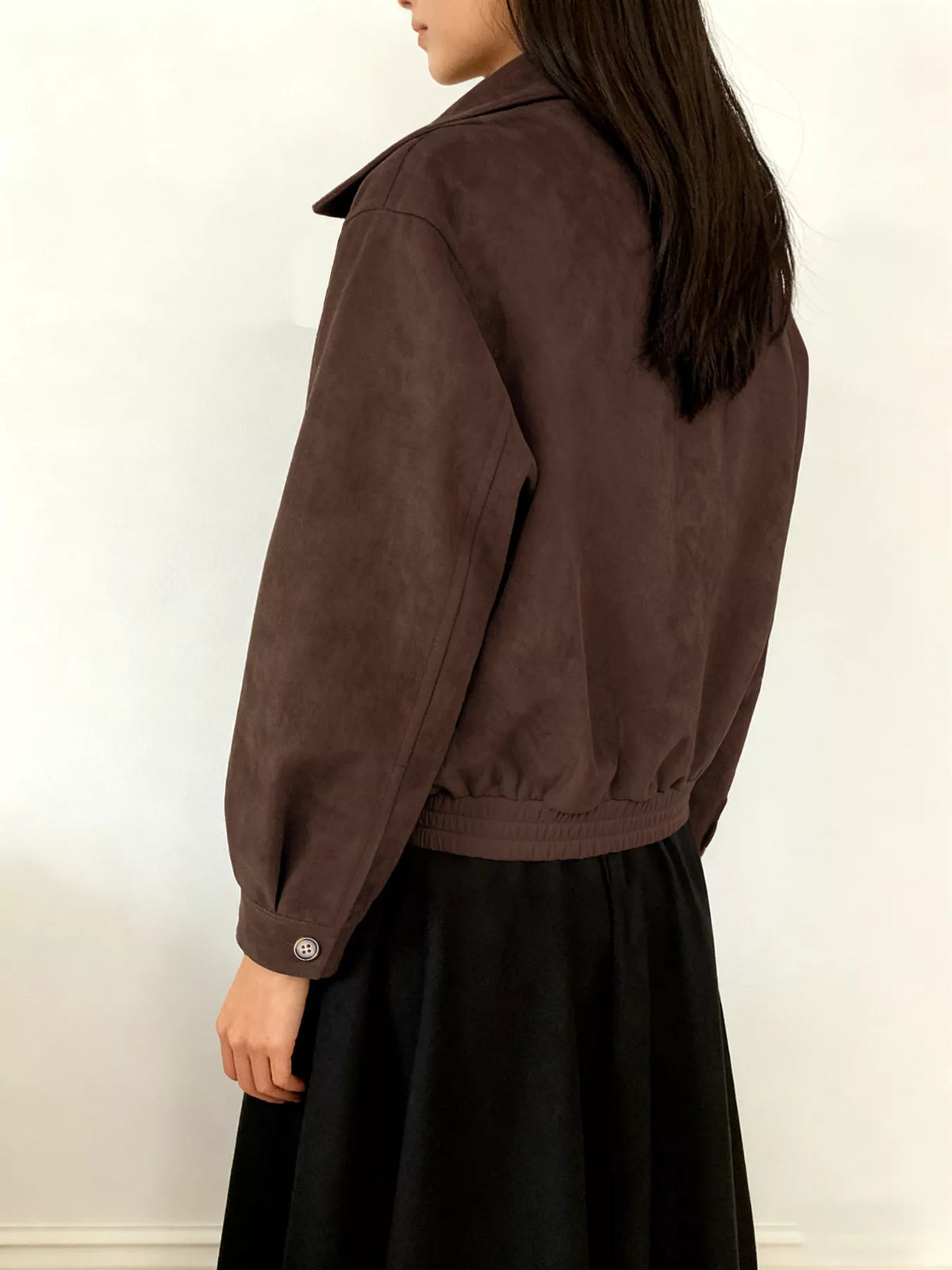 Zip Up Long Sleeve Jacket in Brown, view 7