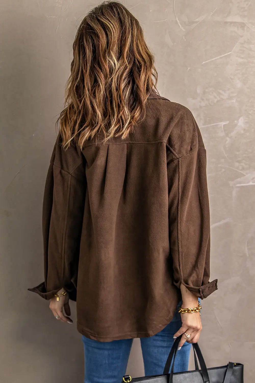 Button Up Collared Neck Long Sleeve Jacket, view 6
