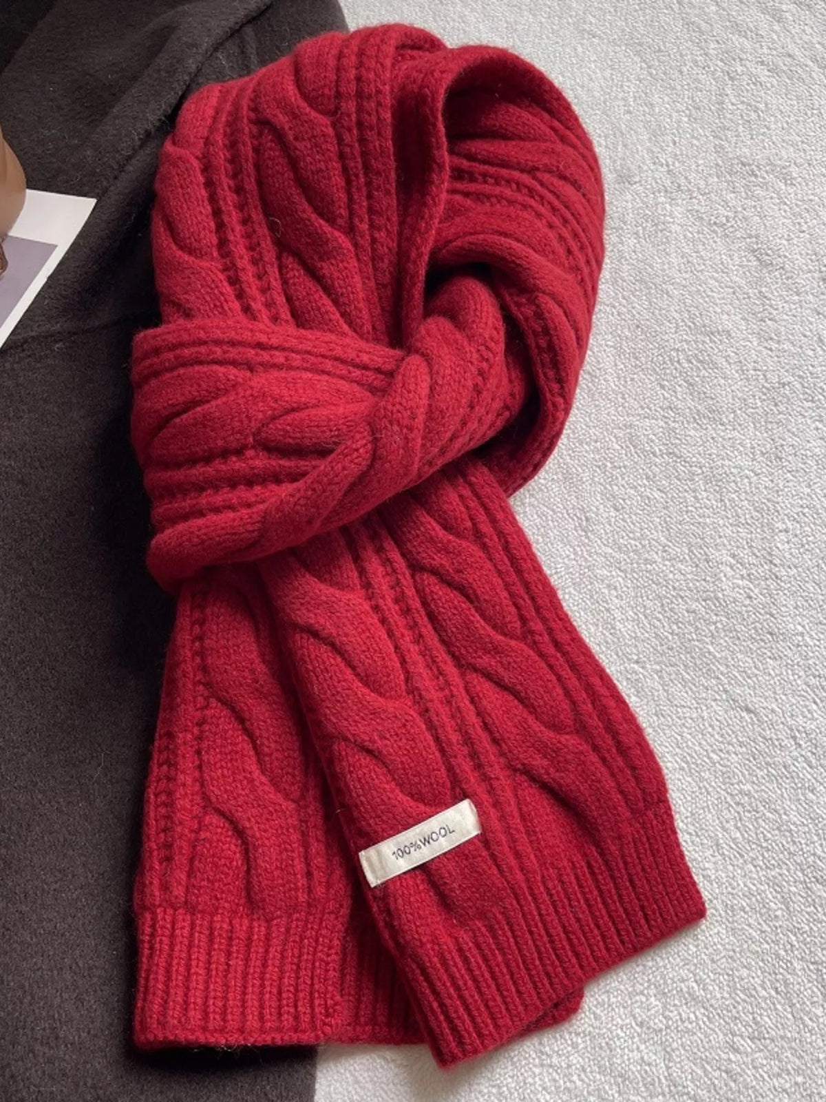 Wool Cable Knit Winter Scarf - Lilixa.store