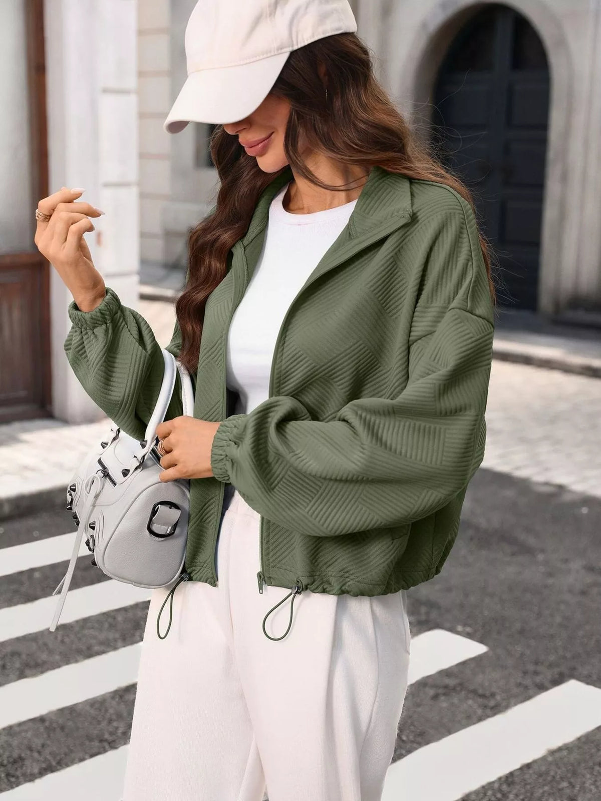 Textured Zip-Up Casual Jacket