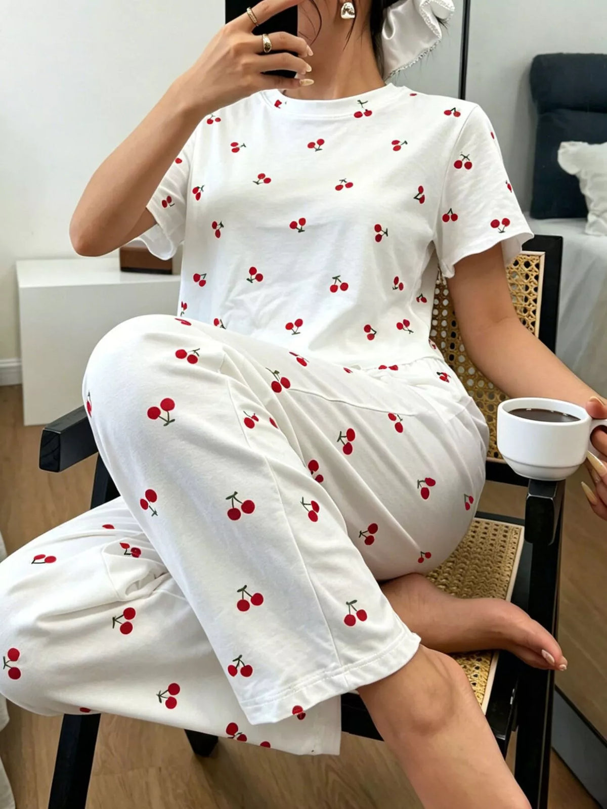 Polka Dot Short Sleeve Top and Shorts Set - Lilixa.store