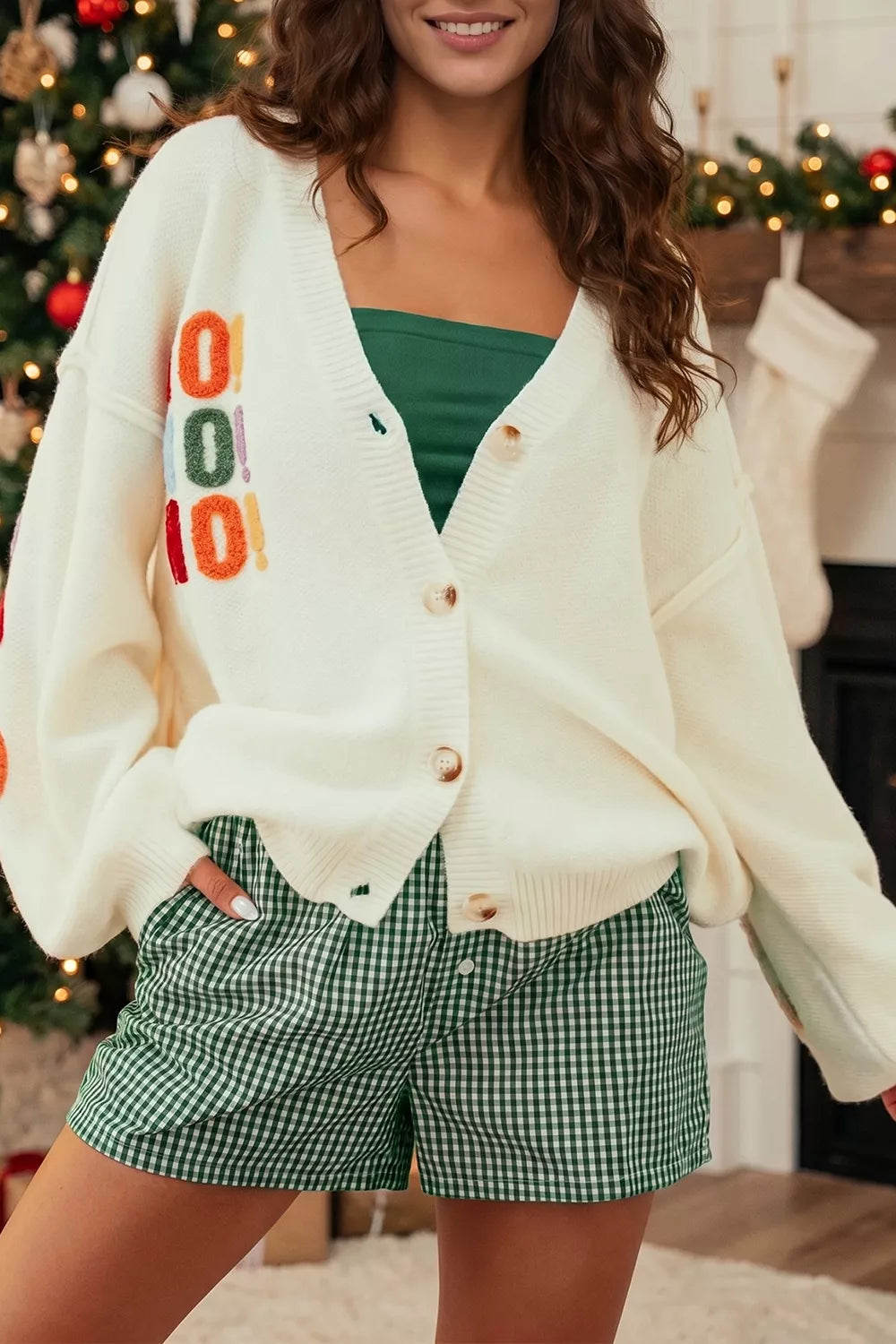 'HO HO HO' Button Up Knit Cardigan - Lilixa.store