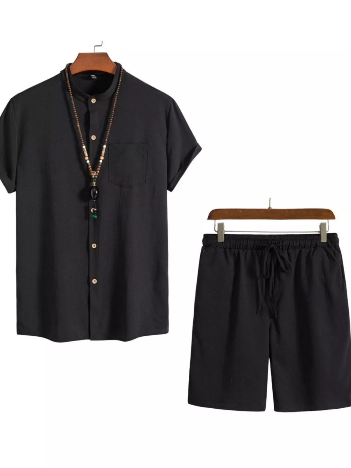 Men's Plus Size Casual Short Sleeve Shirt and Shorts Set - Lilixa.store