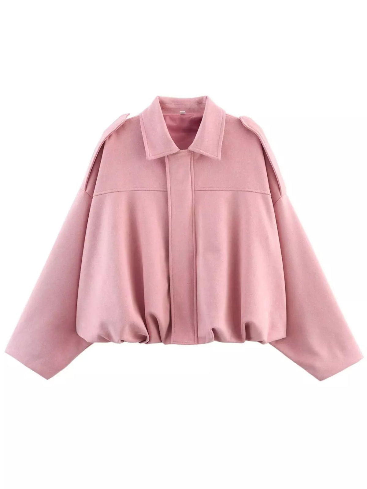 Collared Neck Dropped Shoulder Jacket - Lilixa.store