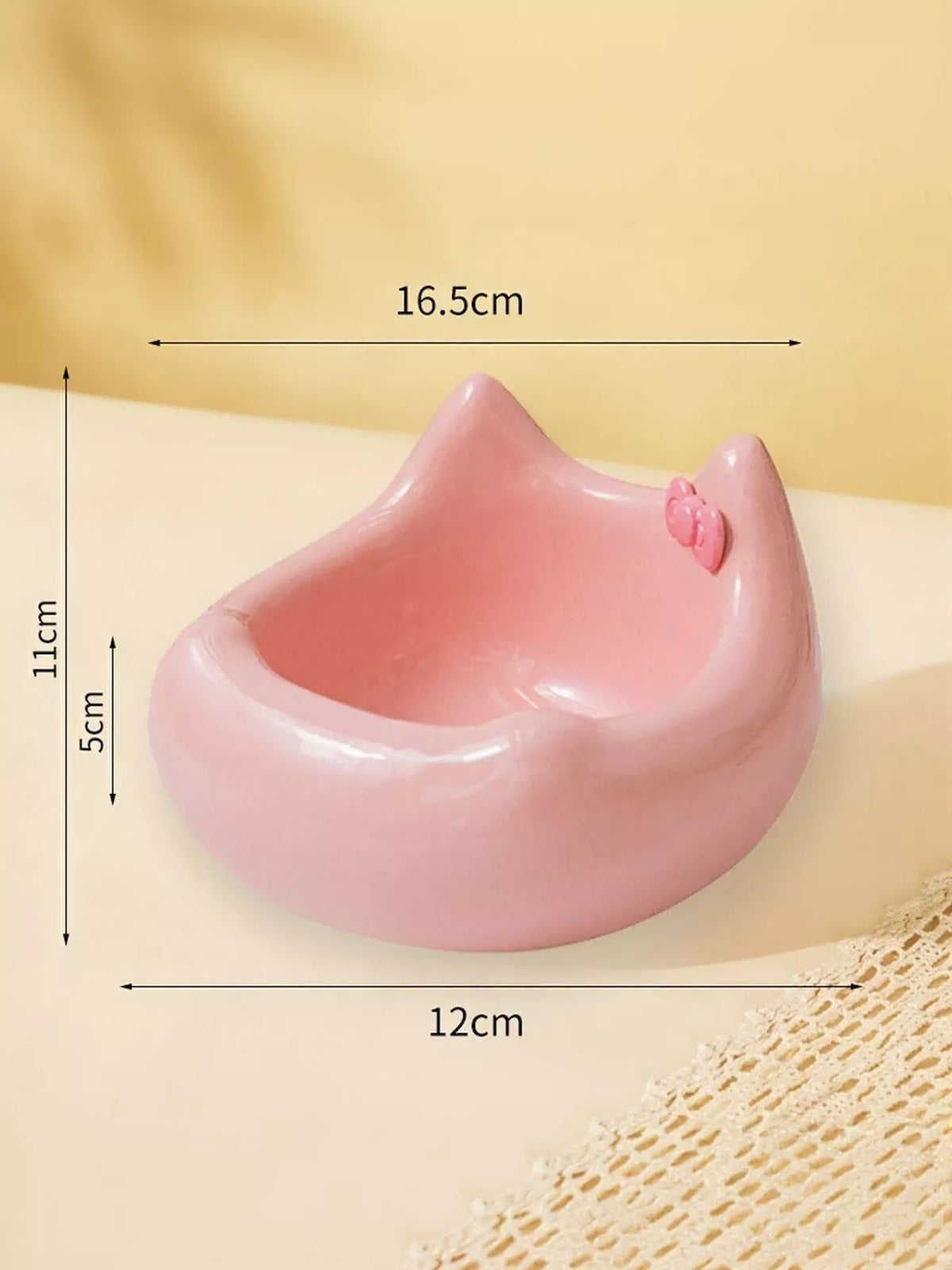 Ceramic Pet Bowl with Bowknot