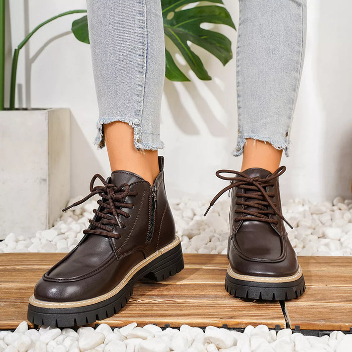 Chunky Lace-Up Combat Boots - Lilixa.store