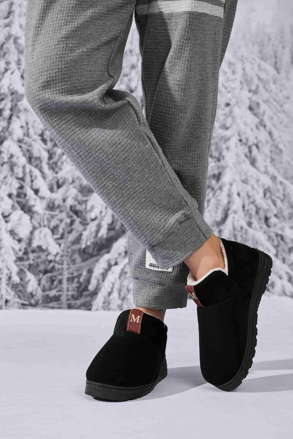 Letter M Suede Round Toe Slippers - Lilixa.store