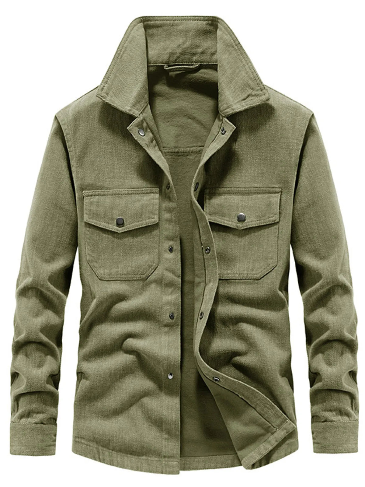 Men's Plus Size Dual Chest Pockets Shacket - Lilixa.store