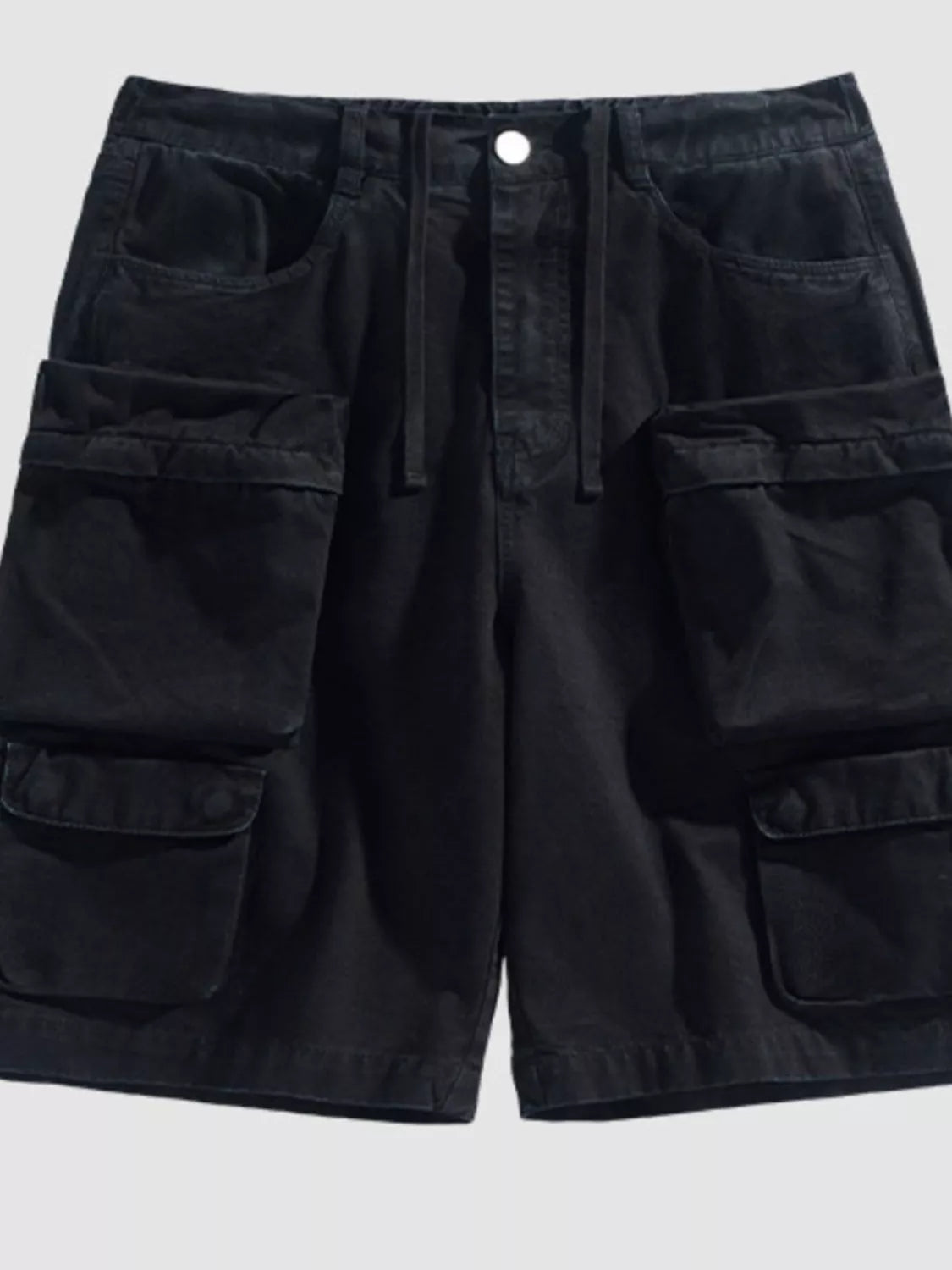 Men's Vintage Washed Multi-Pocket Cargo Shorts in Black