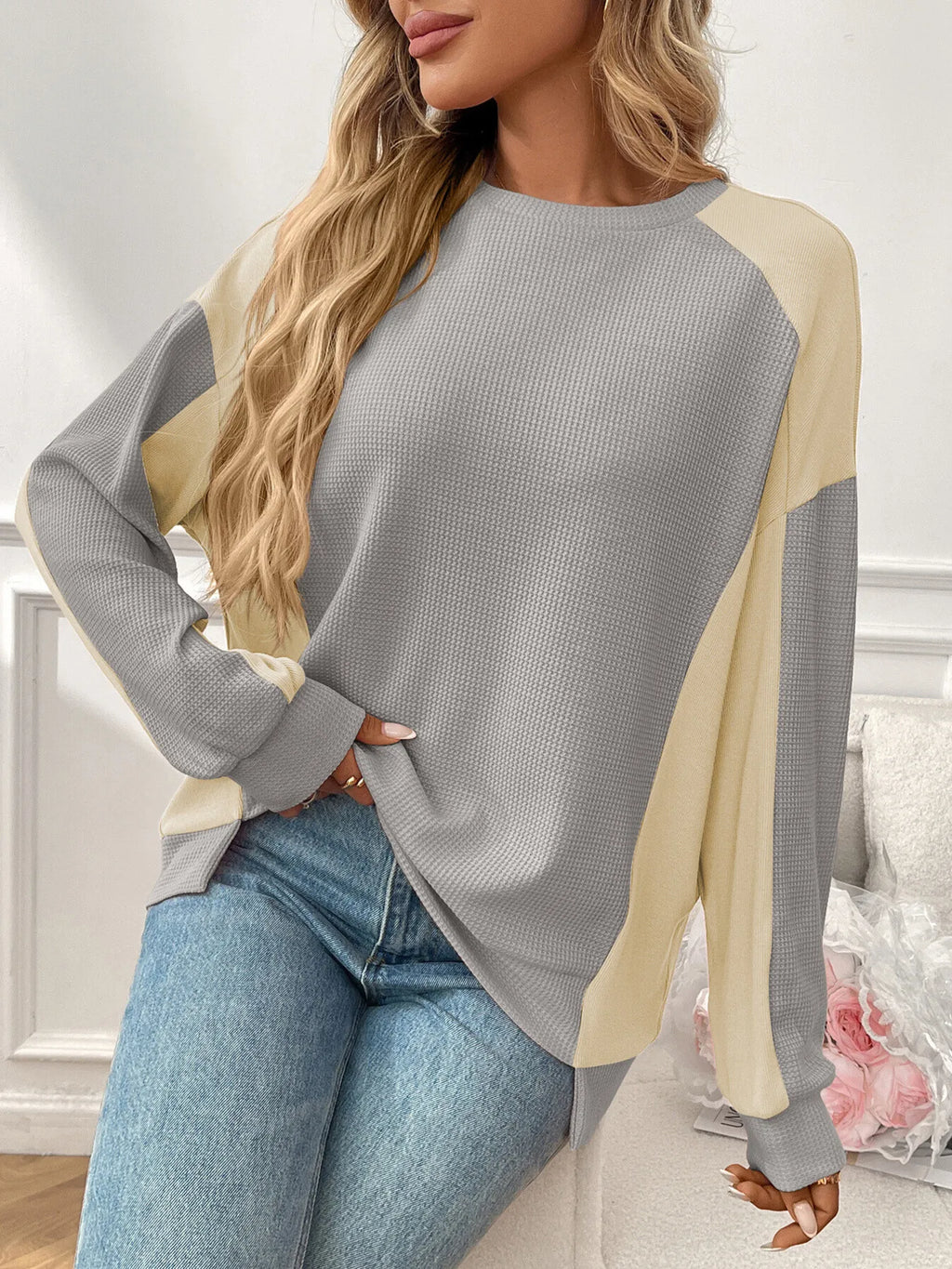 Color Block Long Sleeve Sweatshirt - Lilixa.store