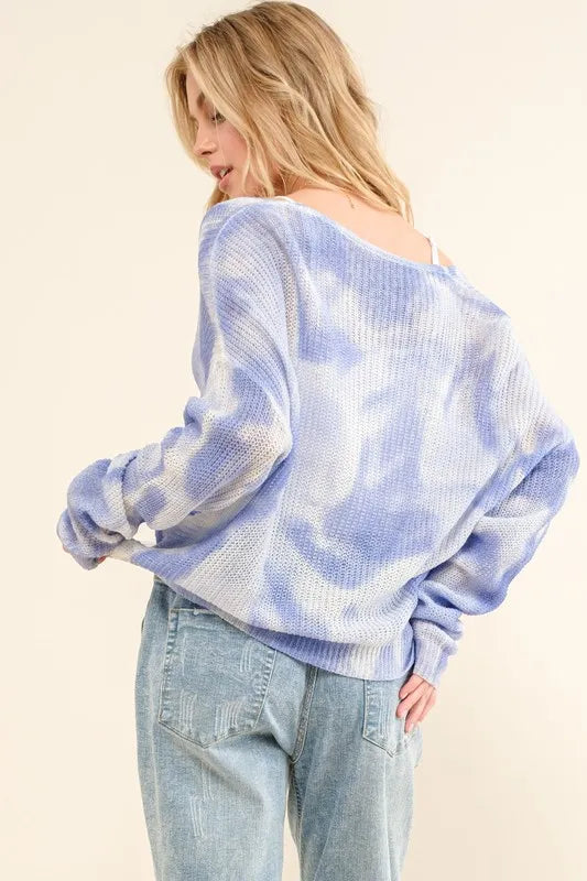 And The Why Blue Tie Dye Twisted Sweater, view 7