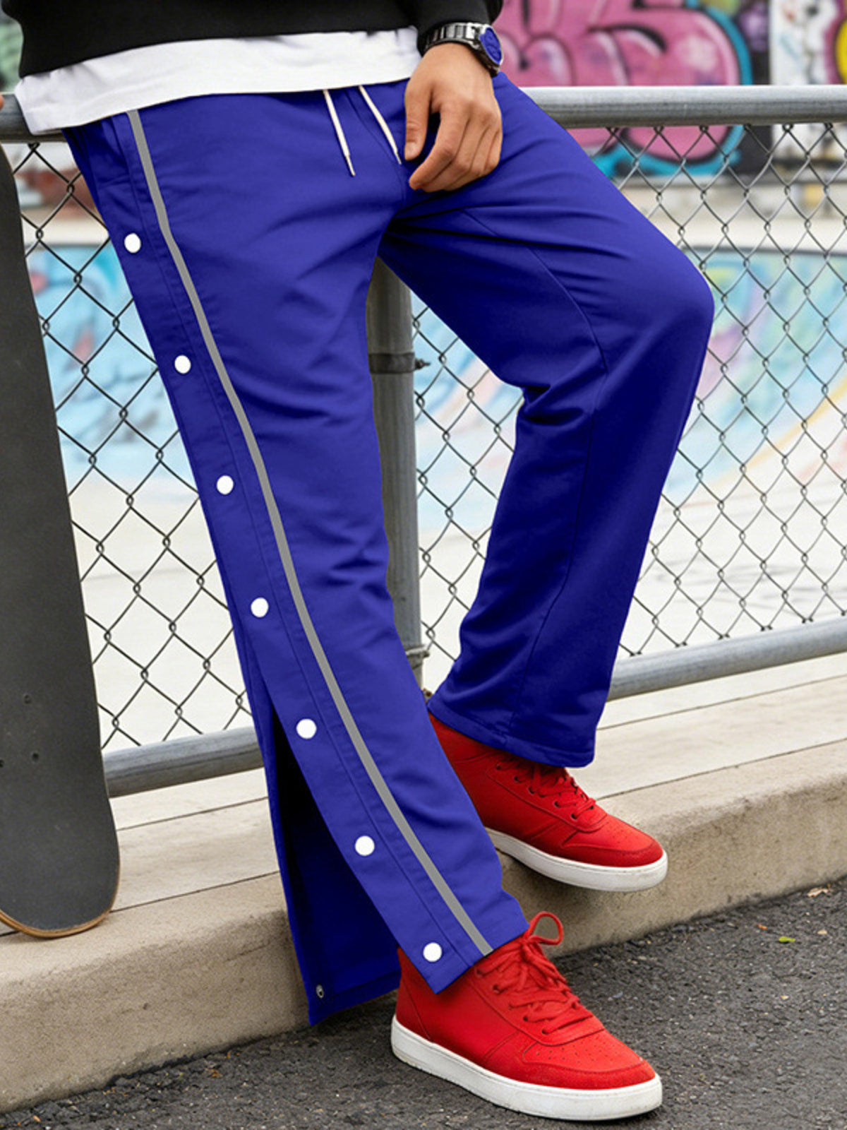 Men's Full Size Side Snap Button Pants Plus Size