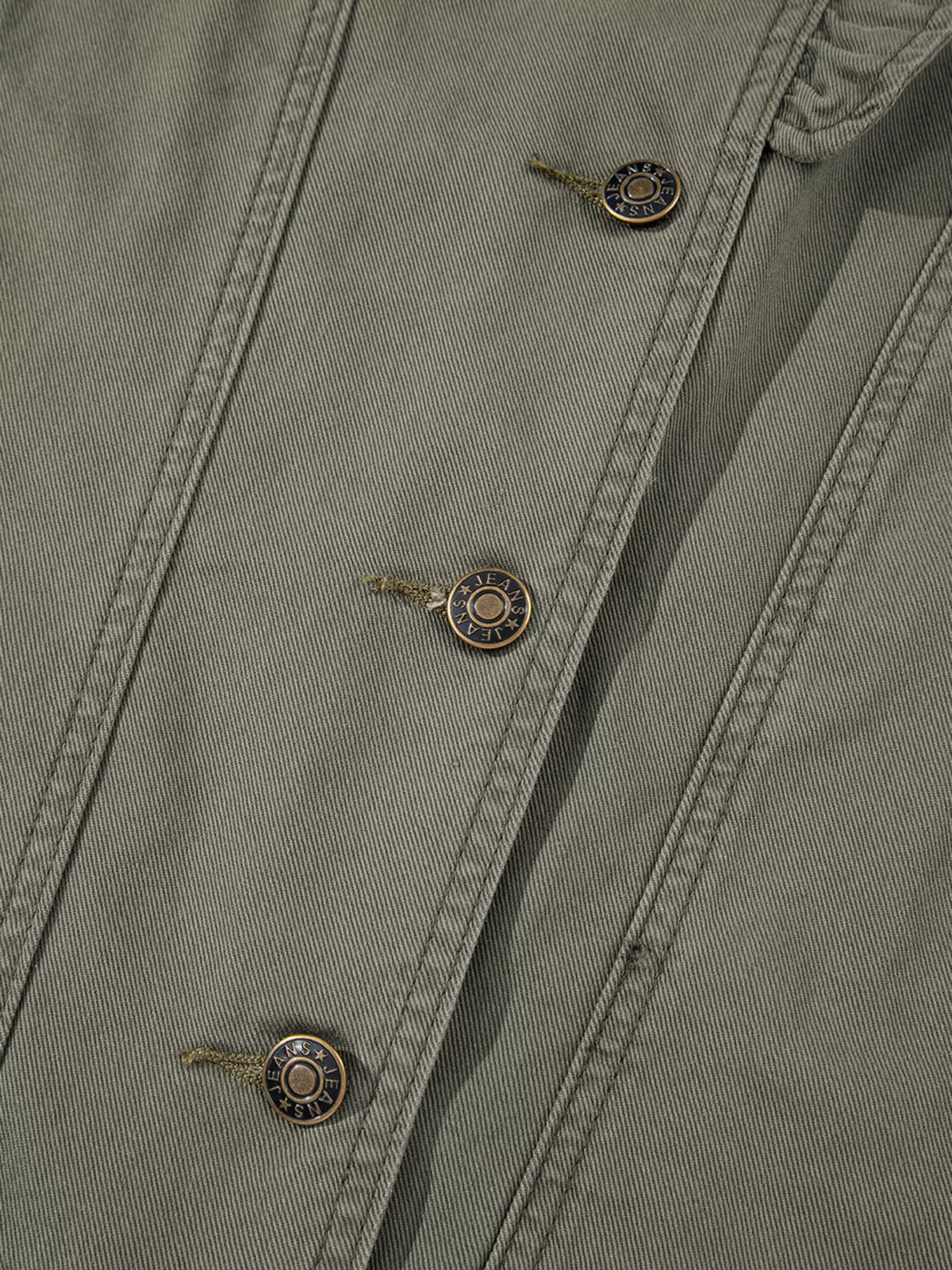 Ruffled Patchwork Denim Jacket Vest in Army Green, view 11