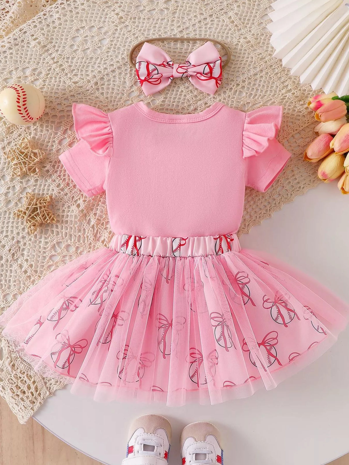 Children's Letter Graphic Bodysuit and Skirt Set with Headband - Lilixa.store