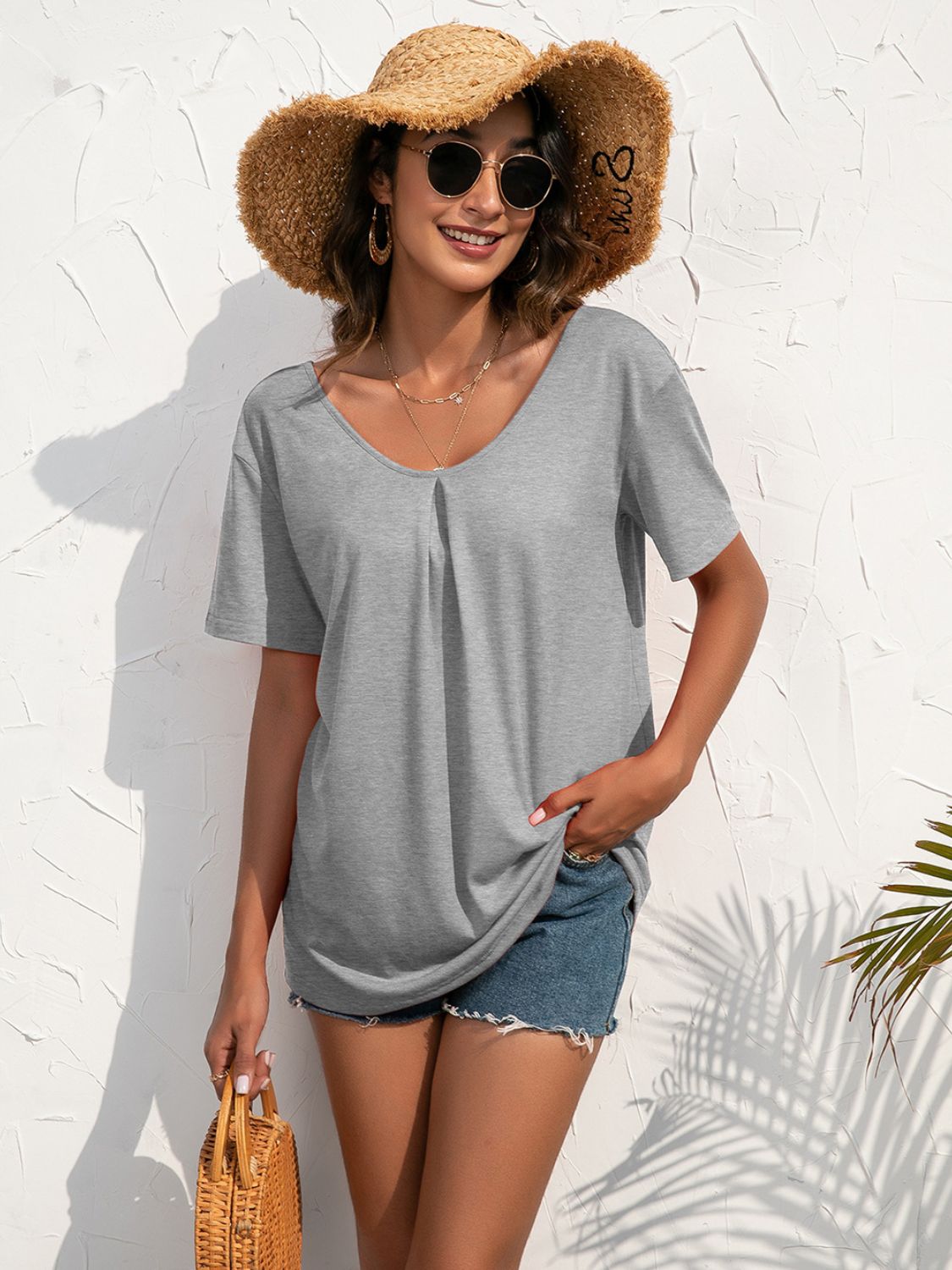 Ivy Lane Lace Trim Short Sleeve Top, view 2