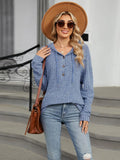 Half Button Long Sleeve Hooded Top - Lilixa.store