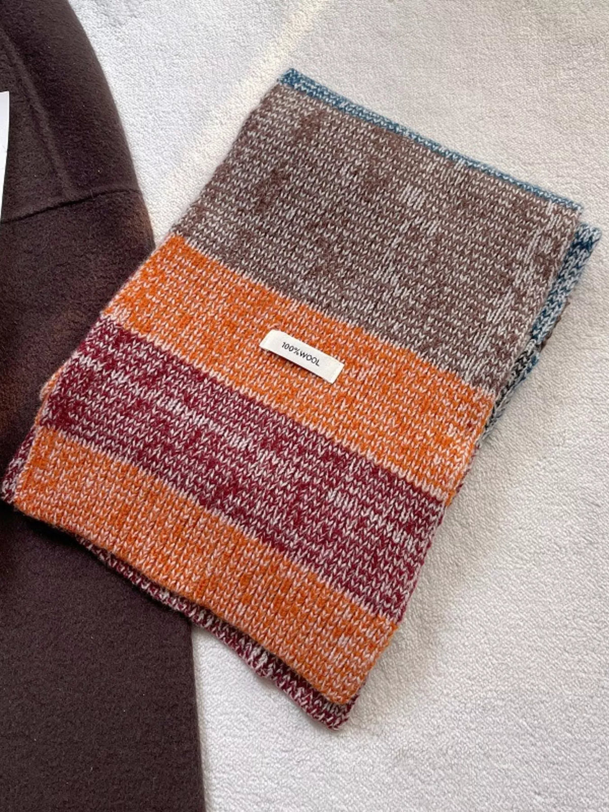 100% Wool Color Block Knitted Scarf - Lilixa.store