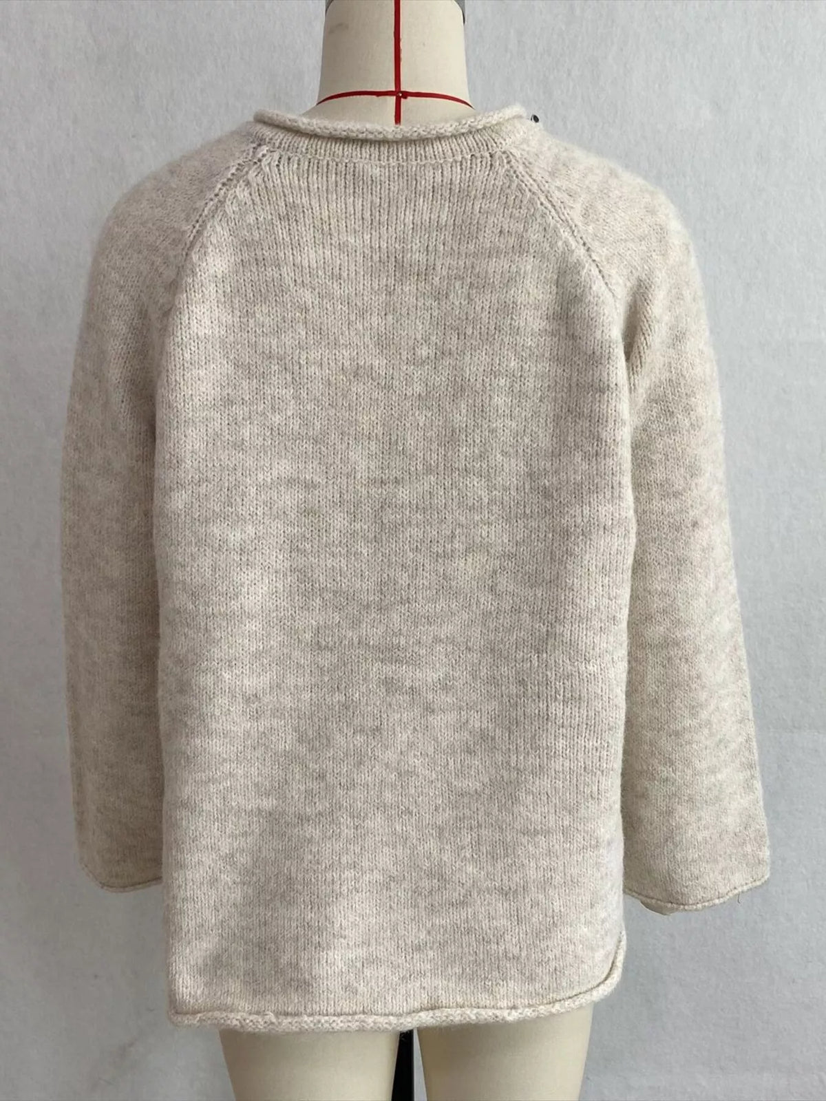 Chic V-Neck Sweater with Polka Dot Ribbon Tie, view 4