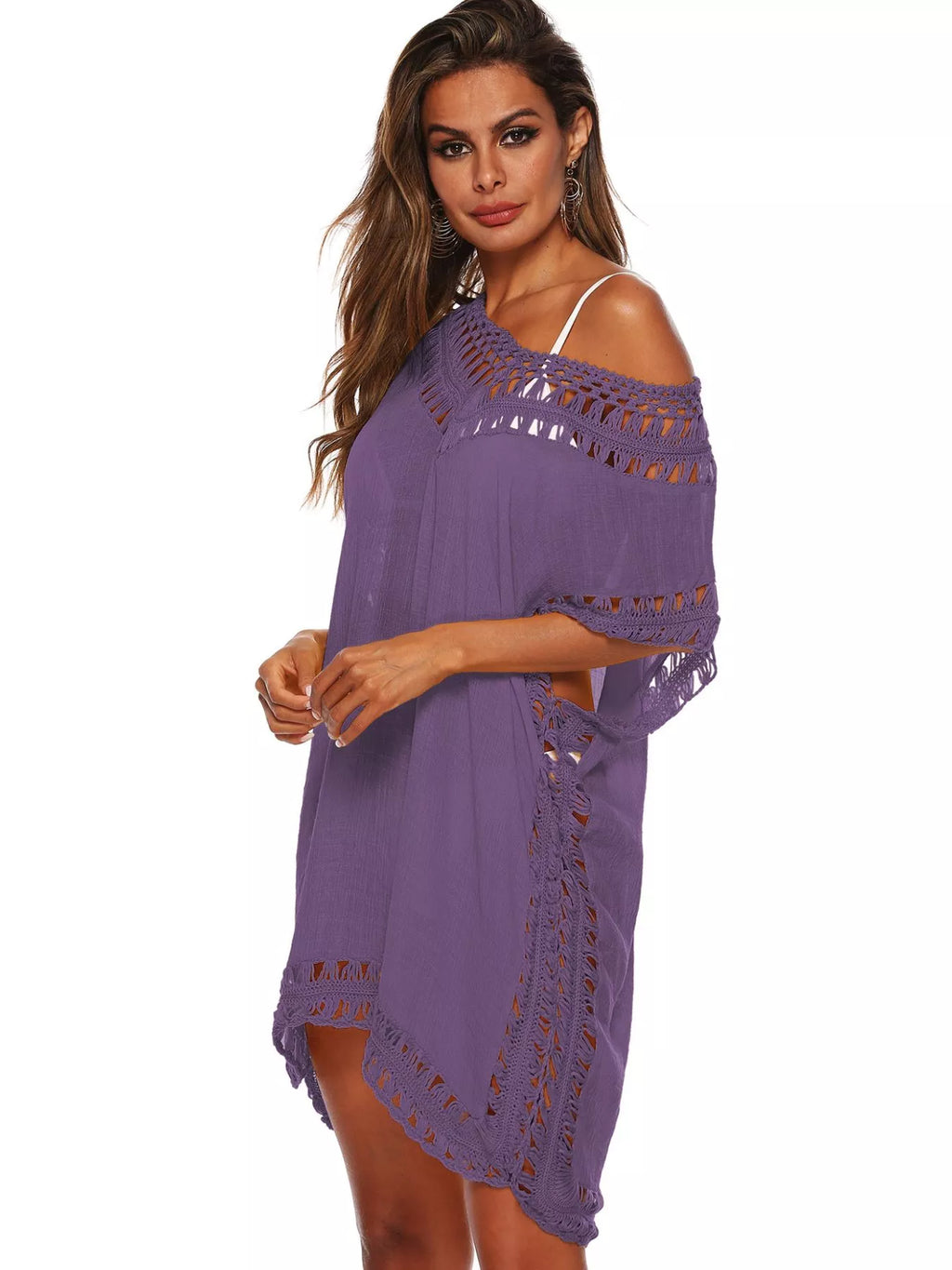 Crochet Trim V-Neck Cover-Up Dress - Lilixa.store