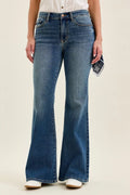 Judy Blue Mid Rise Jaqueline Flare with Triple Needle Back Pkts and Bandana Loop - Lilixa.store