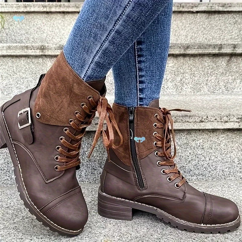 Lace-Up Block Heels Boots, view 7