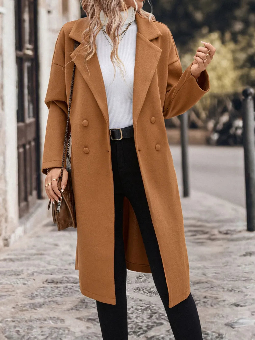 Perfee Dropped Shoulder Tie Waist Coat - Lilixa.store