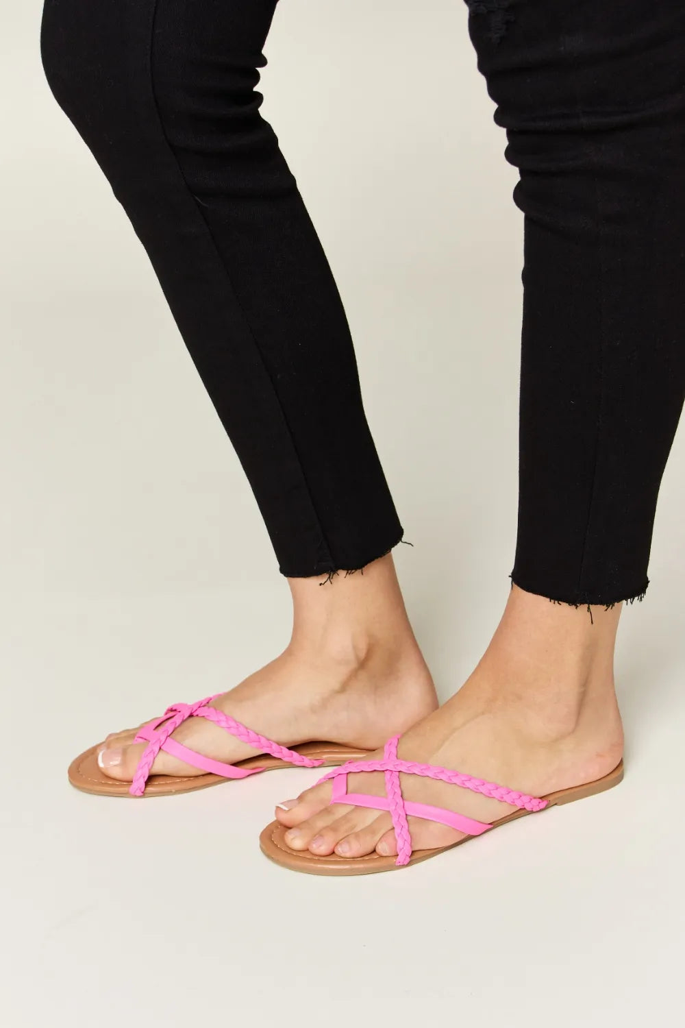 WILD DIVA Crisscross PU Leather Open Toe Sandals - Lilixa.store