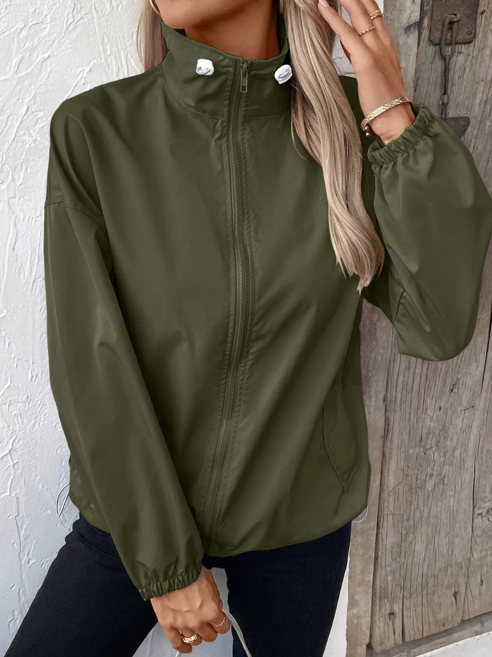 Ivy Lane Pocketed Zip Up Long Sleeve Jacket, view 9