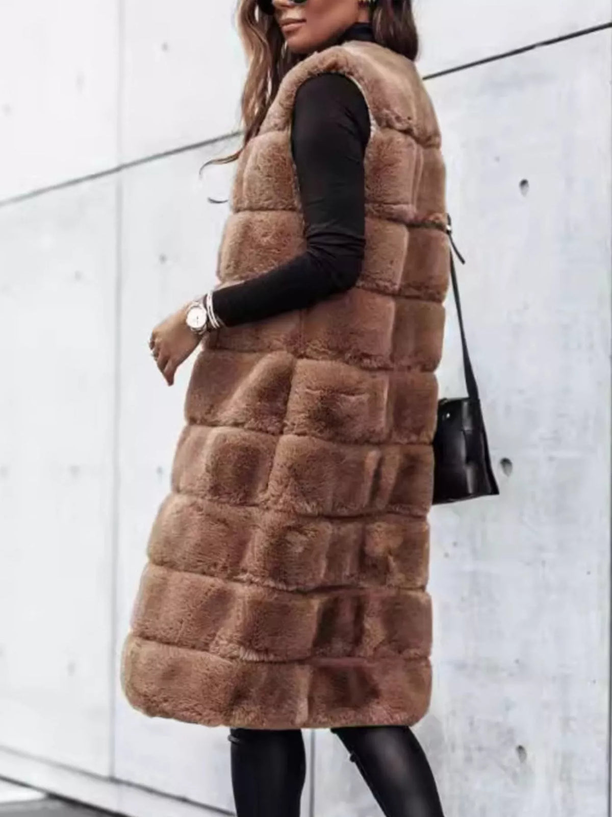 Faux Fur Longline Vest Coat - Lilixa.store