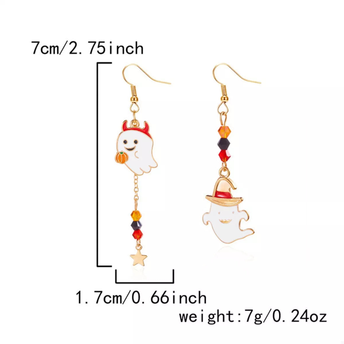Halloween Ghost Pumpkin Drop Earrings - Lilixa.store