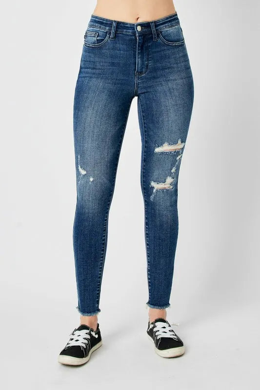 Judy Blue Full Size  High Waist Distressed Skinny Jeans - Lilixa.store