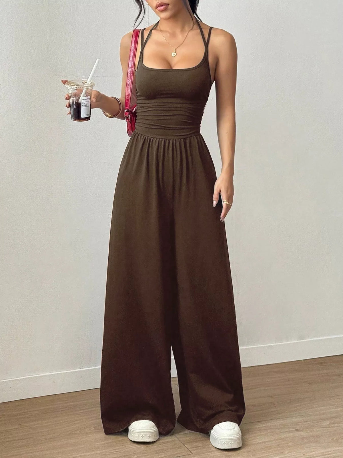 Spaghetti Strap Wide Leg Jumpsuit - Lilixa.store