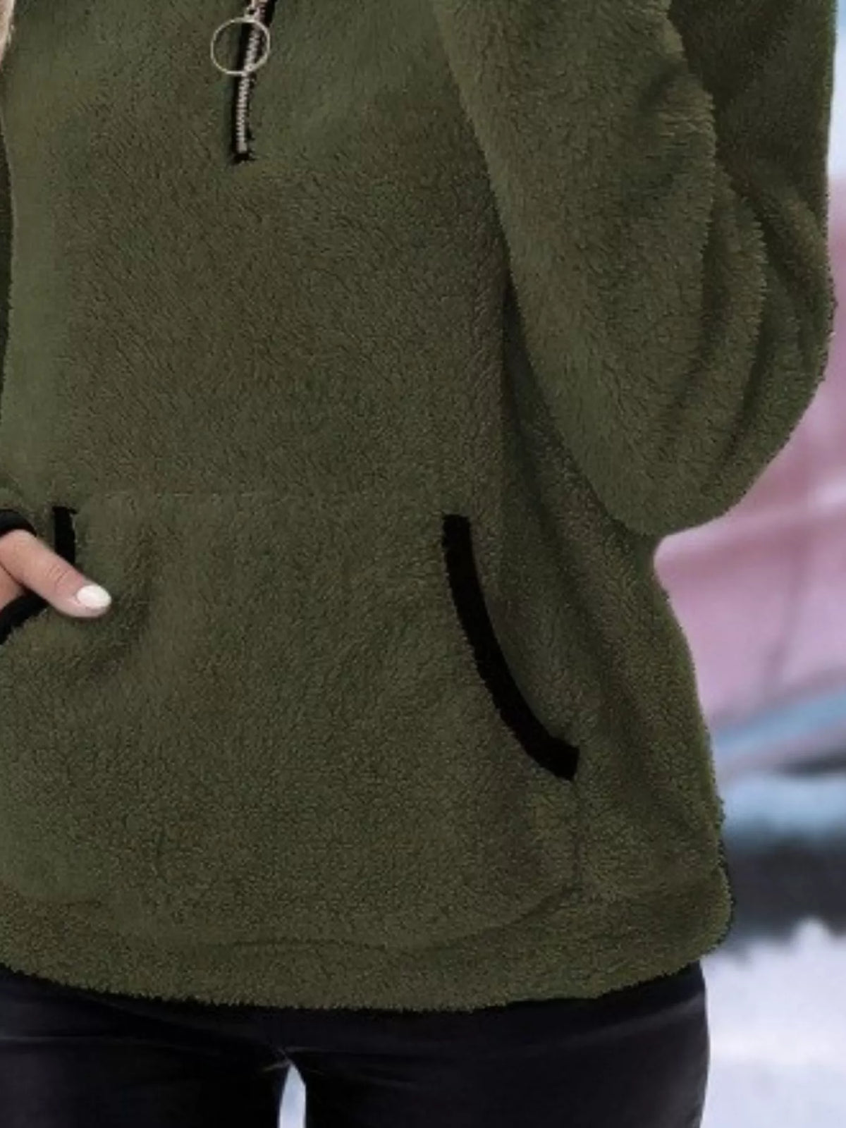 Full Size Cozy Fleece Quarter Zip Long Sleeve Sweatshirt Plus Size - Lilixa.store